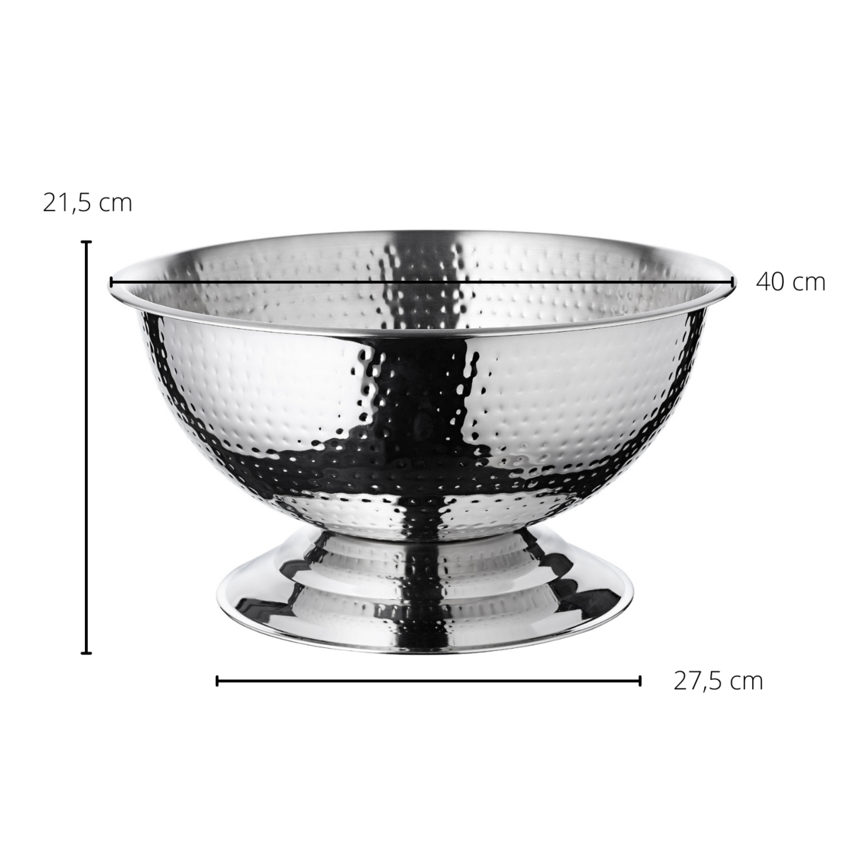 Hammered steel champagne cooler Ø 40 cm - high-polish finish