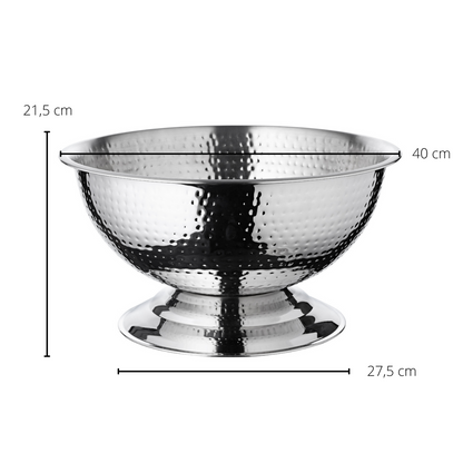 Hammered steel champagne cooler Ø 40 cm - high-polish finish