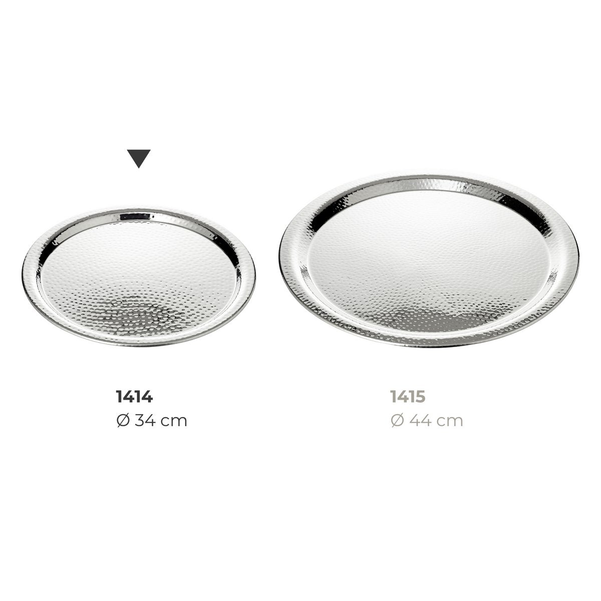 Rustfrit stål serveringsbakke, hamret 34 cm