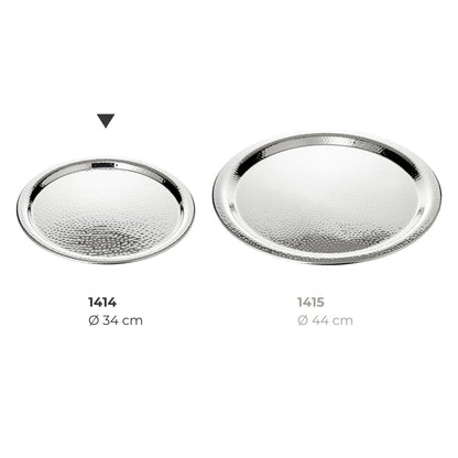 Rustfrit stål serveringsbakke, hamret 34 cm