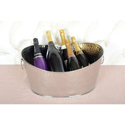 Hamret sølvfarvet champagnekøler i metal 49 × 35 cm