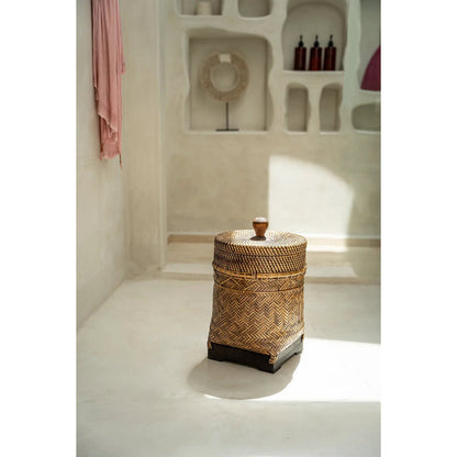 Rattan bathroom basket – natural brown