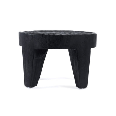 Suar wood coffee table, hand-carved ripple - 61cm
