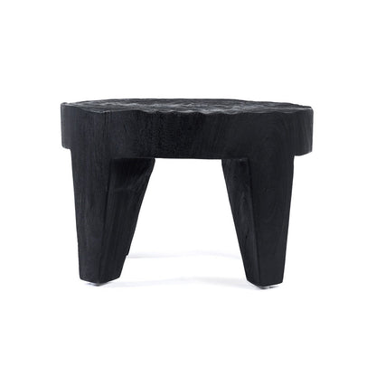 Suar wood coffee table, hand-carved ripple - 61cm
