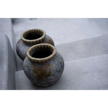 Terracotta vase in antique grey - large