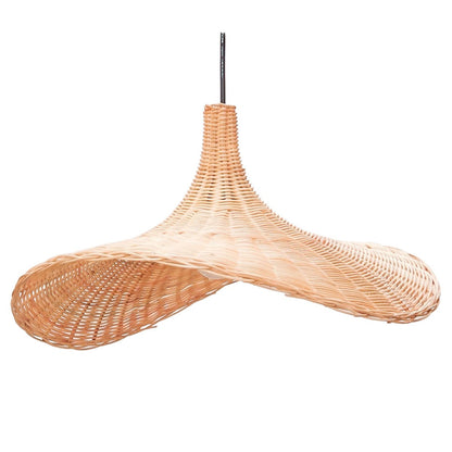 Rattan og metal tragtpendelskærm SAYAN 49 cm – beige