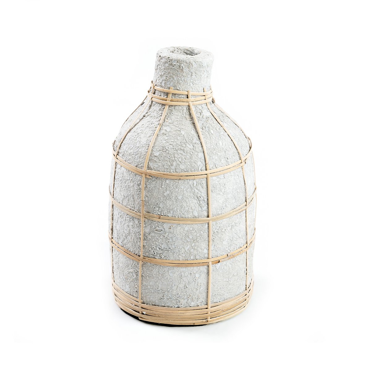 Terrakotta-Vase mit Rattandetail - L