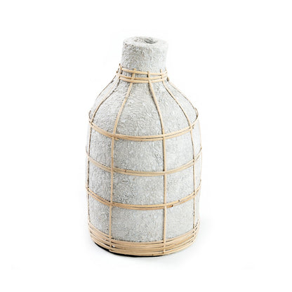 Terrakotta-Vase mit Rattandetail - L