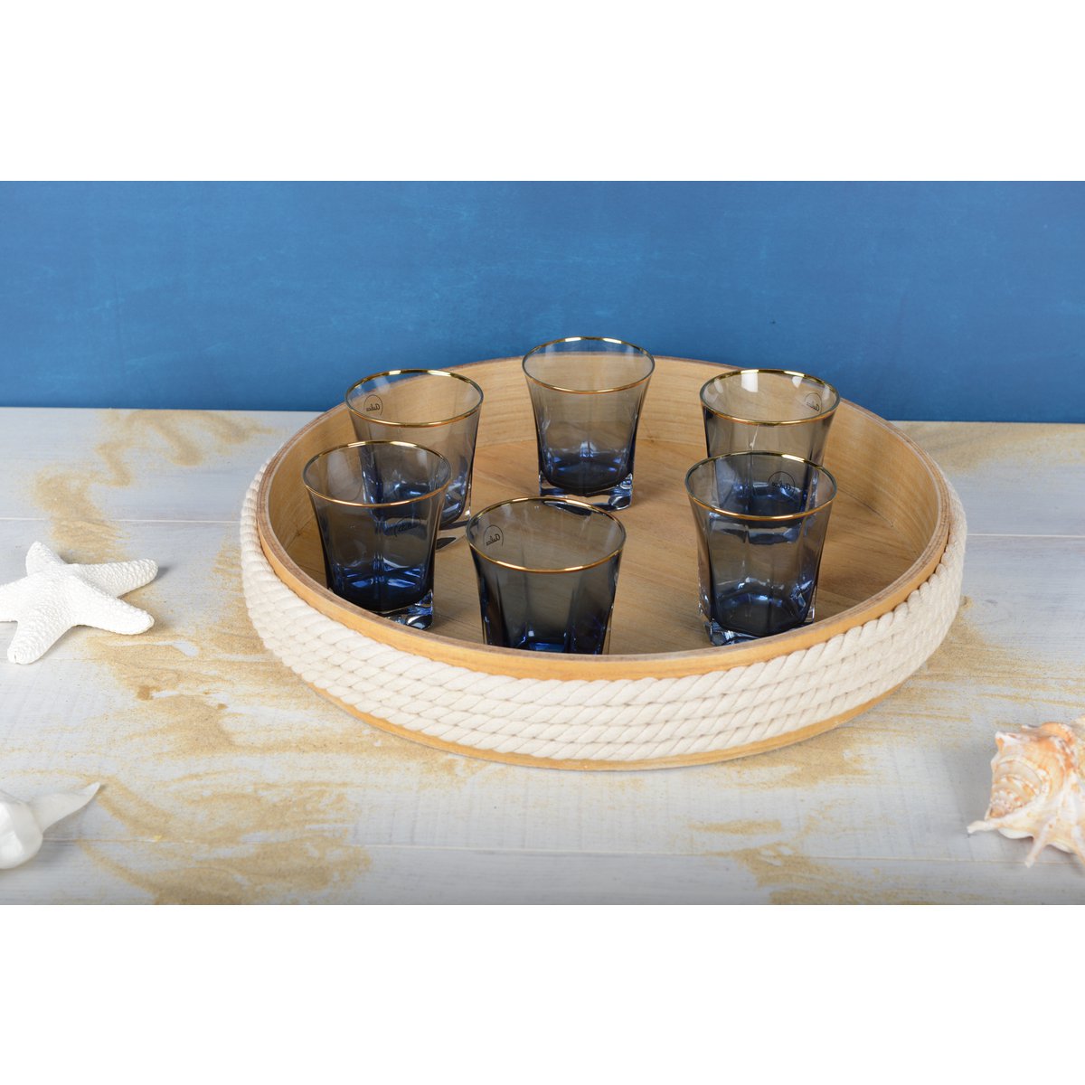 Round wood tray 45 cm - with carry rope
