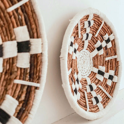 Seagrass & cotton wall basket Taman 40 cm – geometric