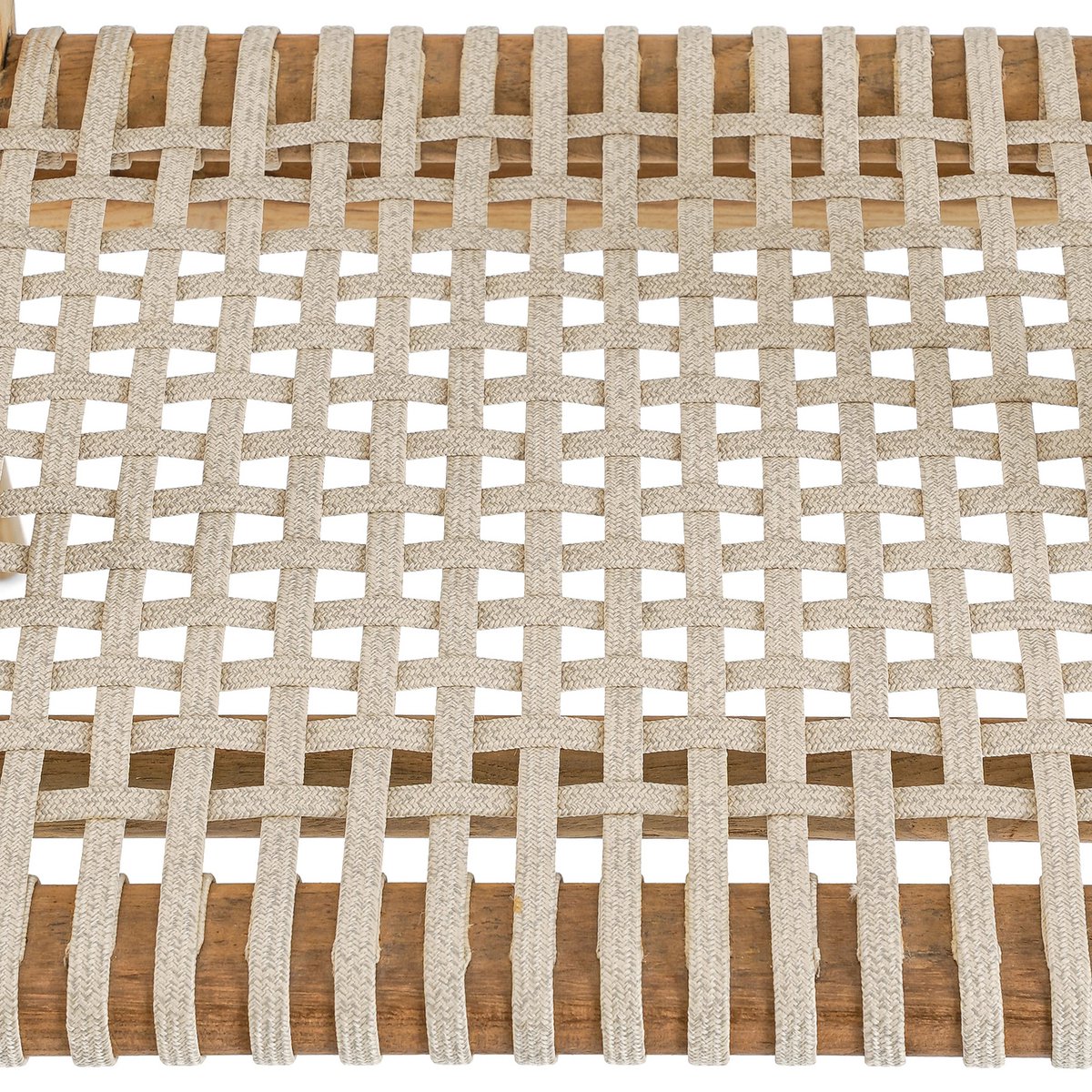 Reclaimed teak armchair - hand-woven cord