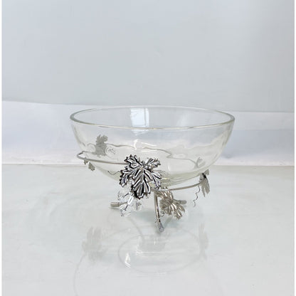Silver vine leaf bowl, 25cm - decorative storage