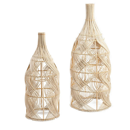 Høj pendel i rattan, 30 × 70 cm – flaskesilhuet
