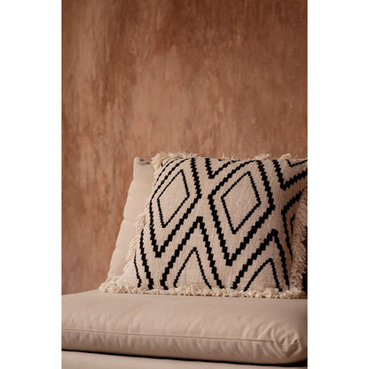 Natural black cotton cushion cover 50×50 cm - diamond pattern