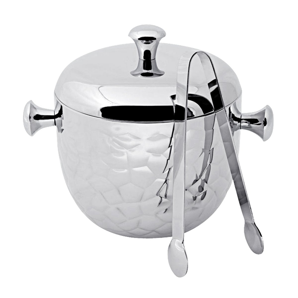 Steel ice bucket Rico, 21 cm – with lid and tongs
