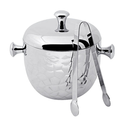 Steel ice bucket Rico, 21 cm – with lid and tongs