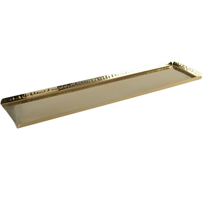 Hammered gold metal tray, 50 × 11.5 cm