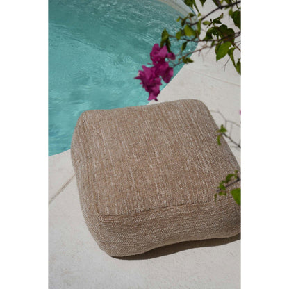 Cotton pouffe, beige - 60×60 cm