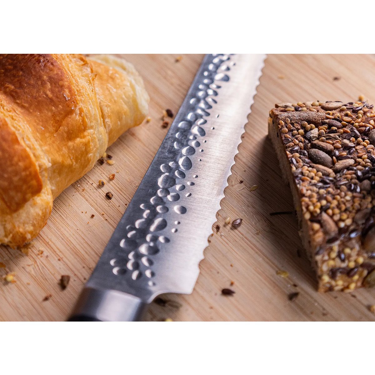 Stainless steel serrated bread knife 200 mm - pakkawood handle