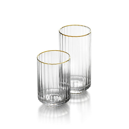 Recycled glass tumbler - Gold rim - 10.8 cm
