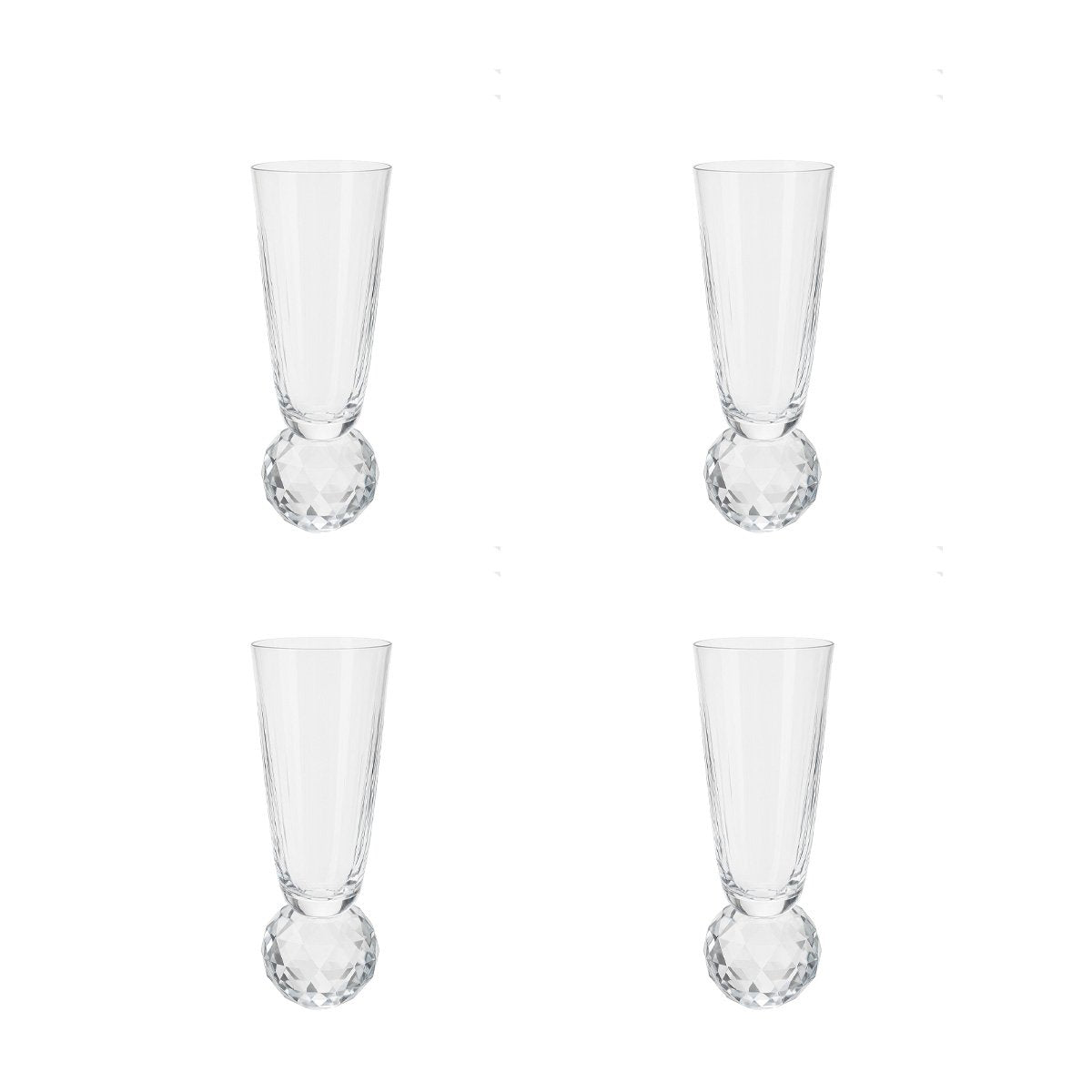 Champagneglas med diamantfod, sæt med 4