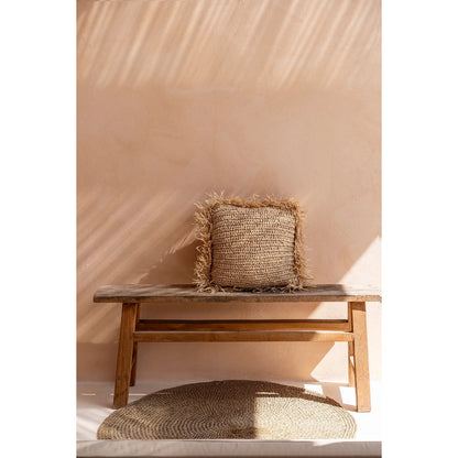 Raffia cushion cover 60×60 – handwoven, natural brown