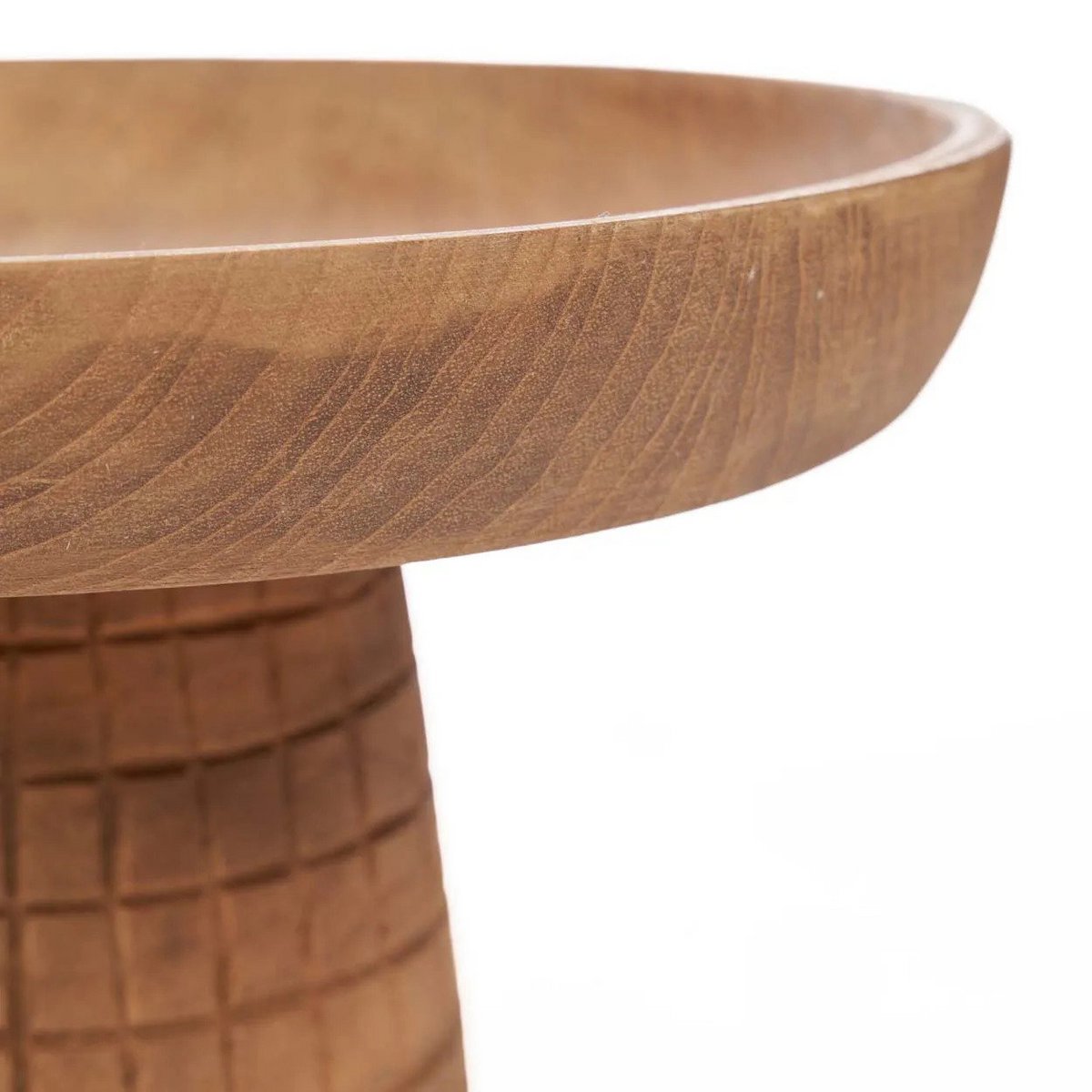 Kagefad i teak med fod, ternet bund - natur