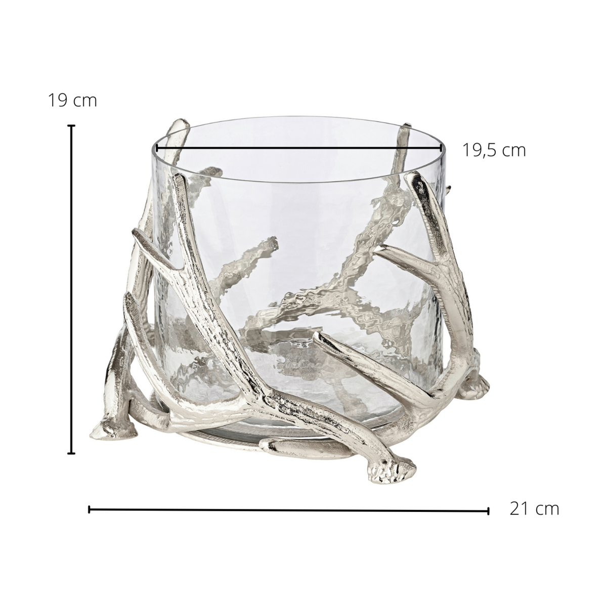 Aluminum lantern Kingston, 25 cm - antler motif