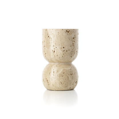 Travertine Vessel pillar candle holder, beige - hand-finished