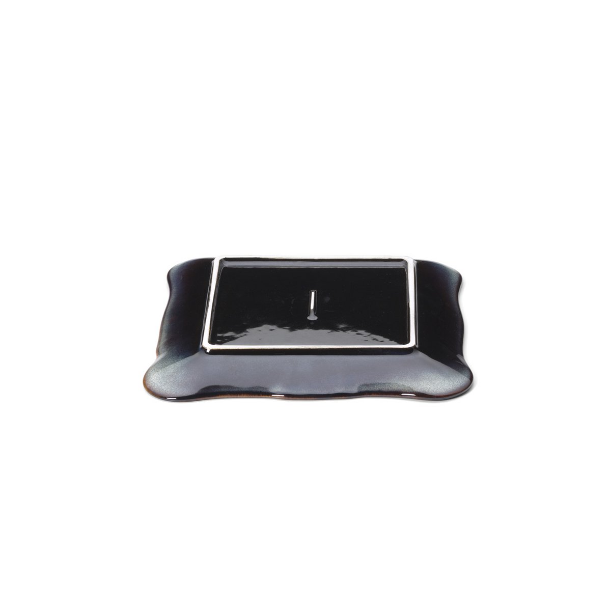 Ceramic square plate, grey, medium - Lotus Ice