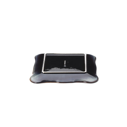 Ceramic square plate, grey, medium - Lotus Ice