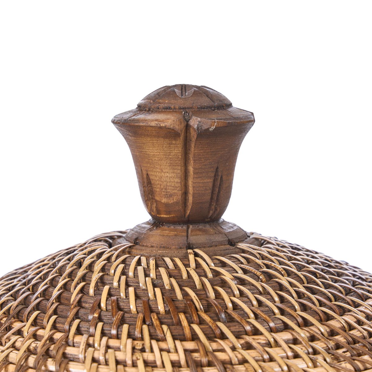 Rattan storage basket, round - natural brown, large