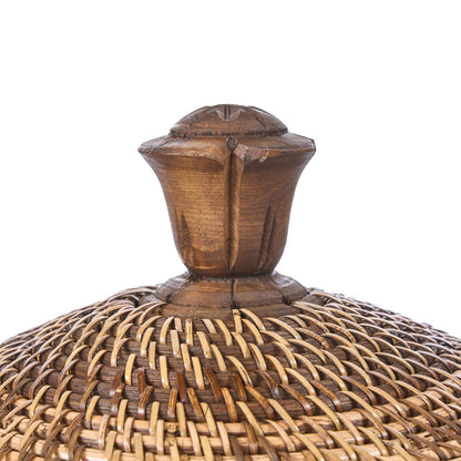 Rattan storage basket, round - natural brown, large
