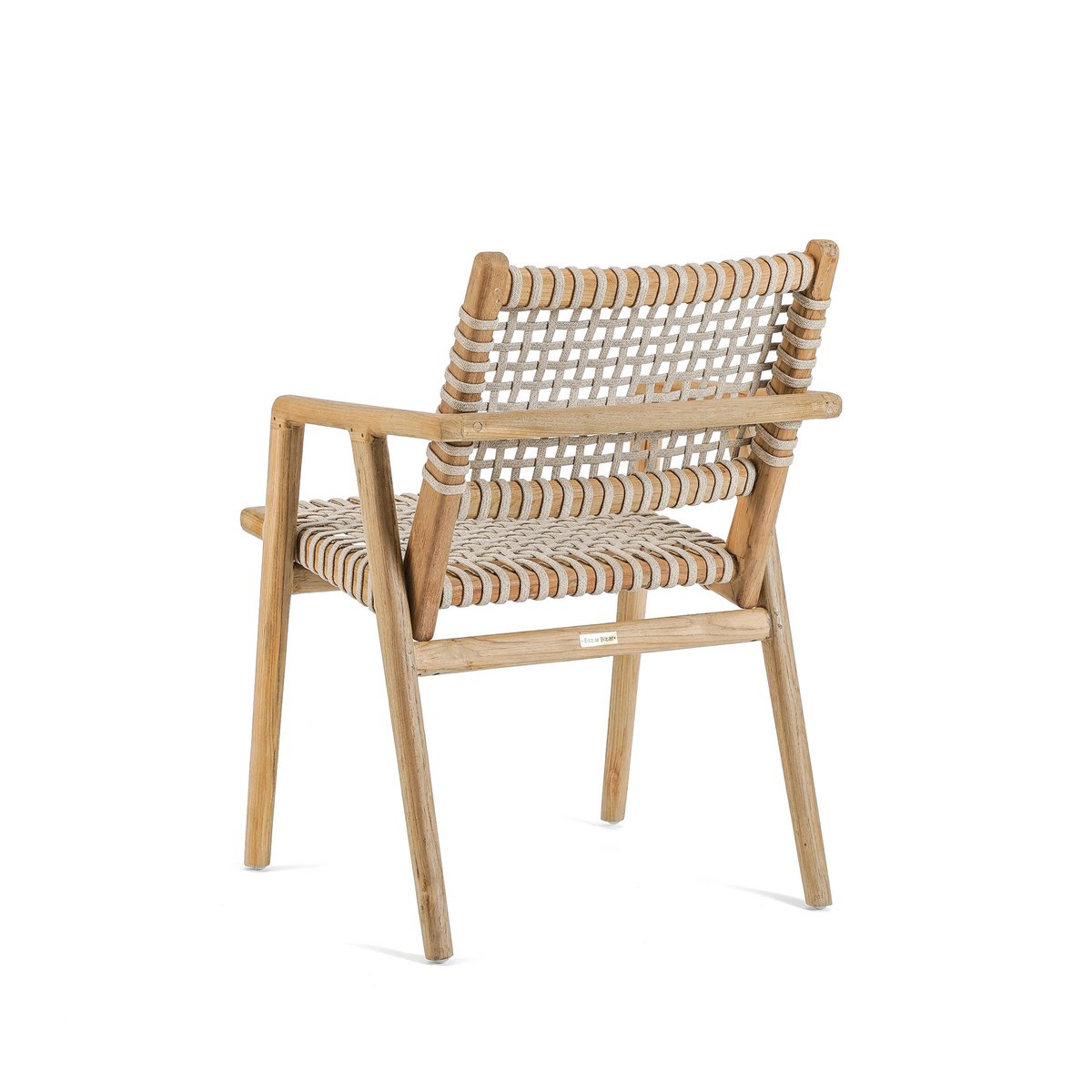 Reclaimed teak armchair - hand-woven cord