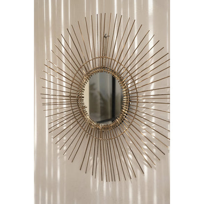 Rattan vægspejl, 80 cm – rundt, tropisk flet