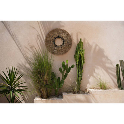Woven grass wall circle – natural and black