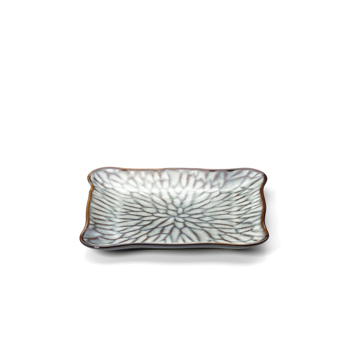 Ceramic square plate, grey, medium - Lotus Ice