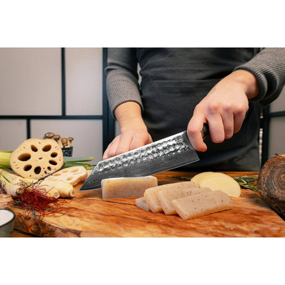 Bunka Damascus 8-piece knife & accessory set - AUS-10 steel