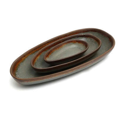 Stoneware serving platter, small - Portuguese handmade
