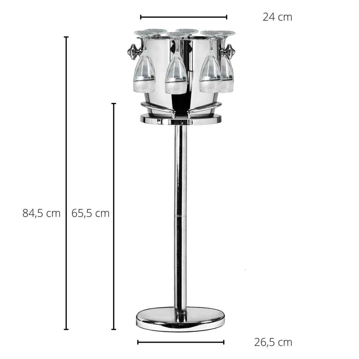 Stainless steel champagne cooler on stand Geneva - 85 cm