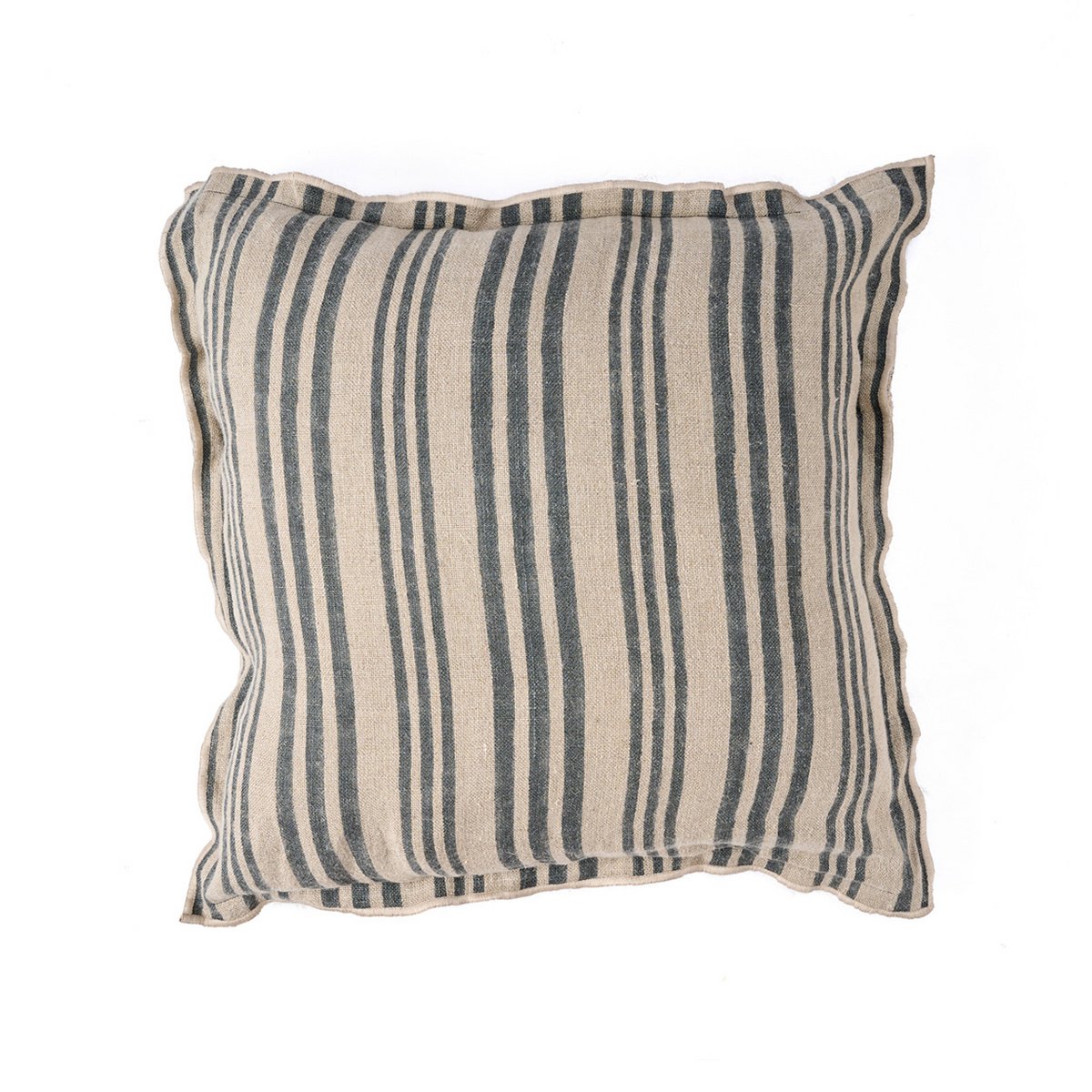 Pudebetræk i hør og velour, stribet - 50x50 cm