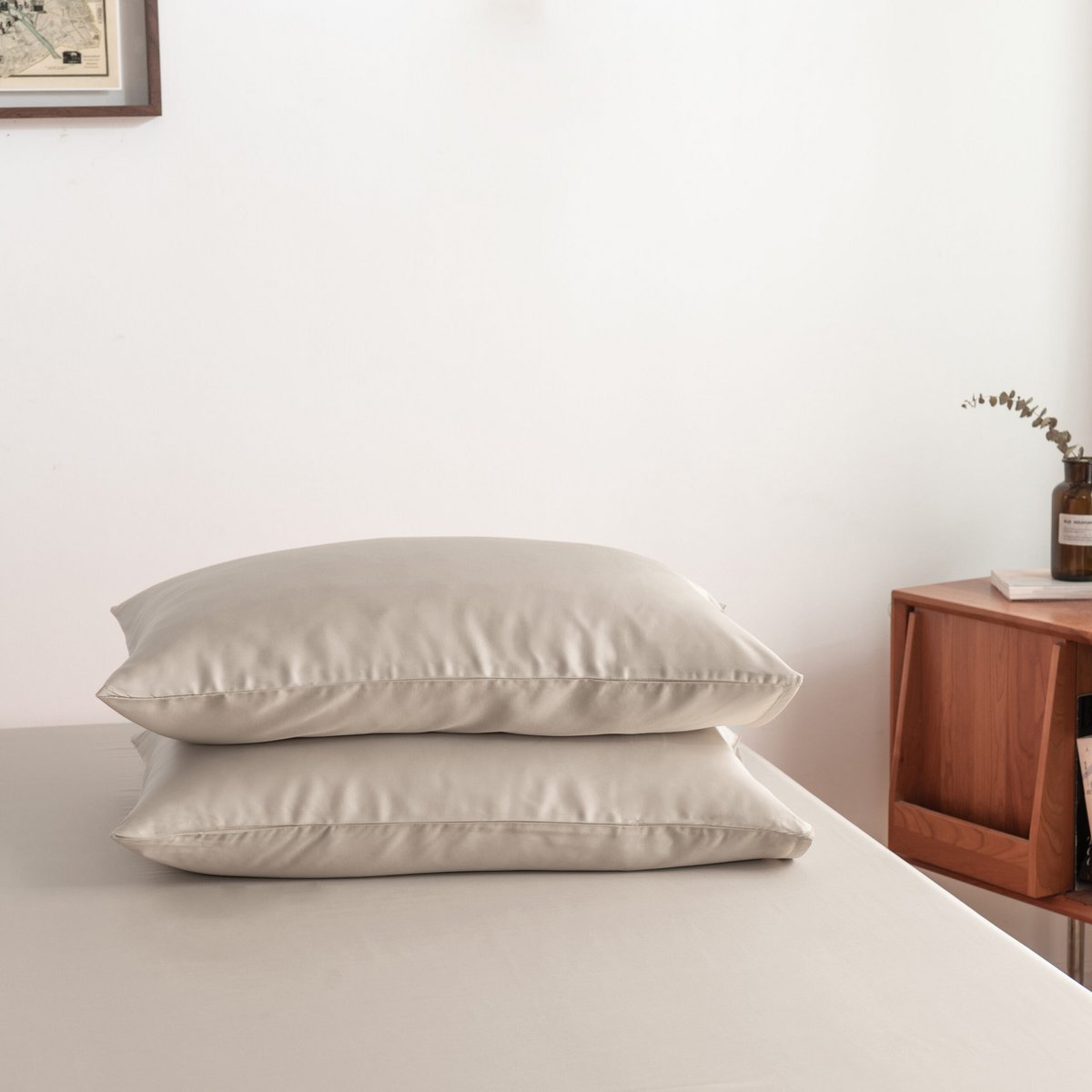 Bamboo bedding set, soft taupe, single - 400TC