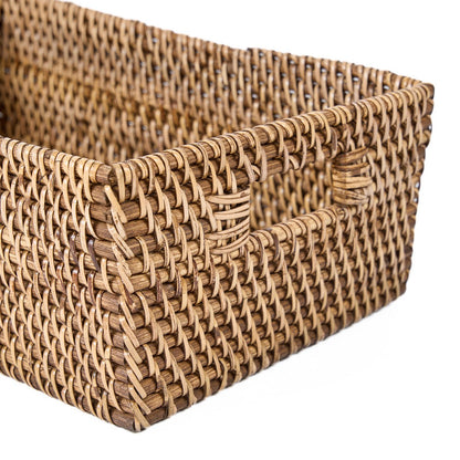 Rattan-Aufbewahrungsbox, rechteckig - naturbraun