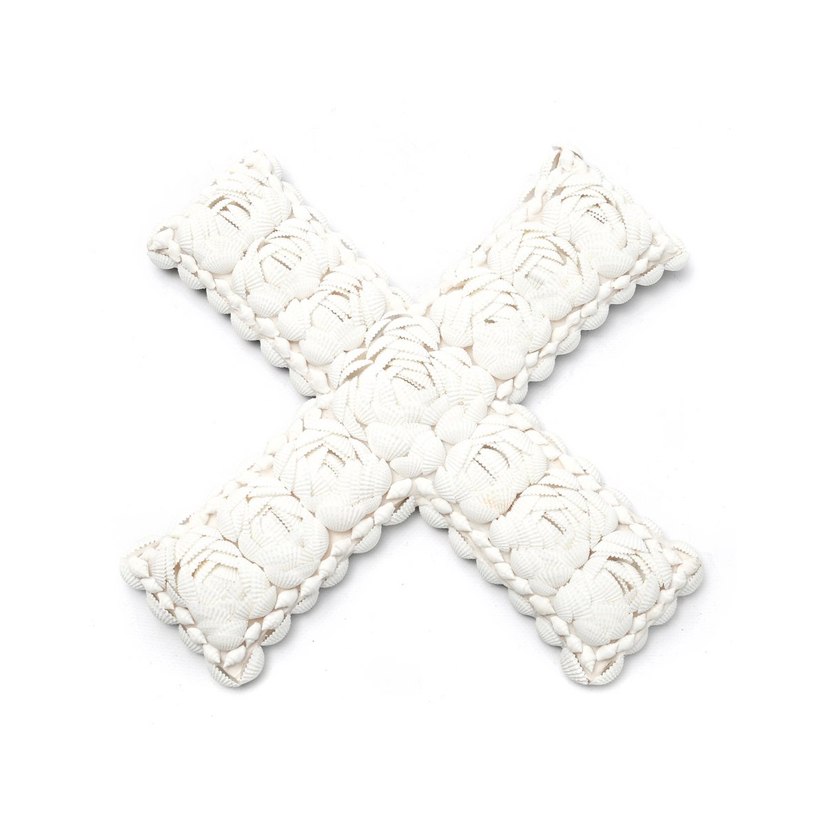 Vægkunst af muslingeskaller, korsformet, 31 cm - Hvid