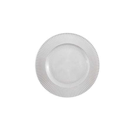 Hvid middagstallerken i glas, 28 cm - stribet