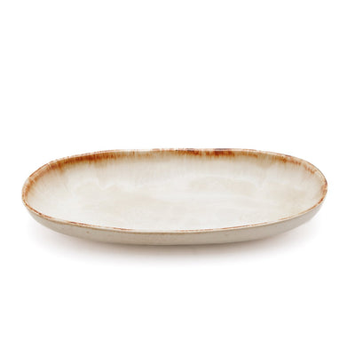 White stoneware oval plate M 24 × 13 cm - made in Portugal
