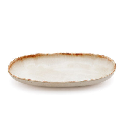 White stoneware oval plate M 24 × 13 cm - made in Portugal