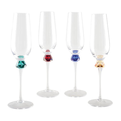 Champagne flutes with diamond-cut foot – set of 4