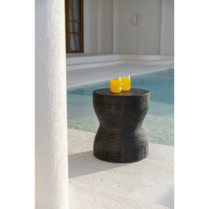 Suar wood stool, black - 35 × 45 cm