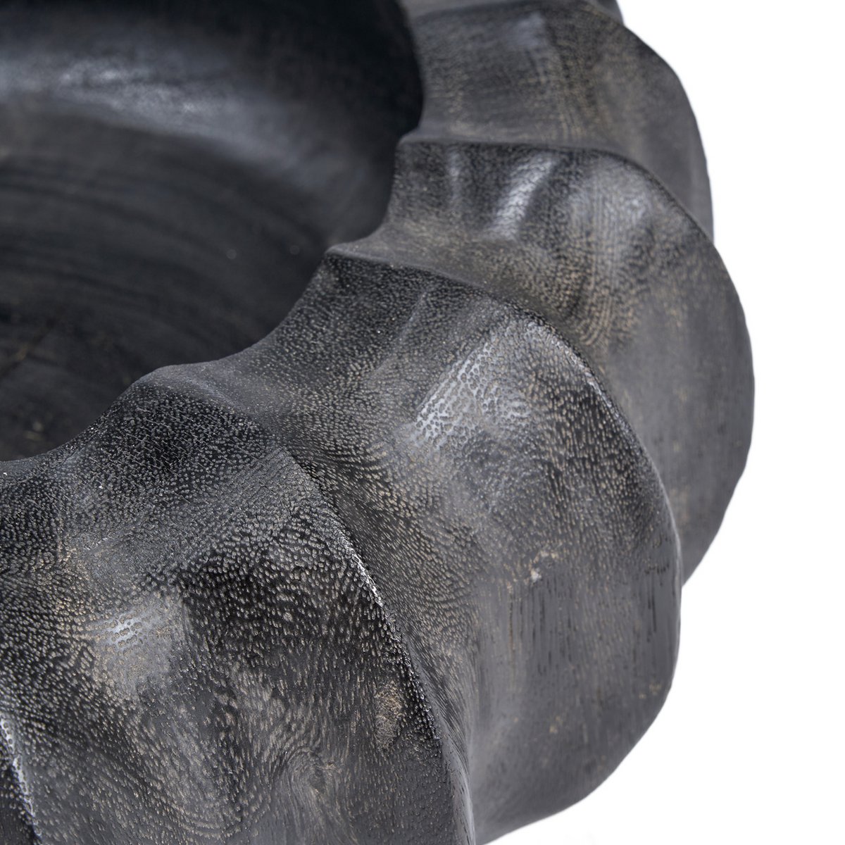 Mango wood bowl, hand-carved - black, 40 cm